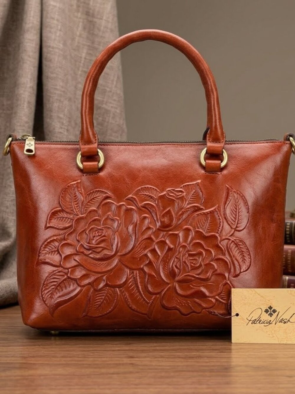 Patricia Nash Ruthwell Cinnamon Satchel Crossbody handbag